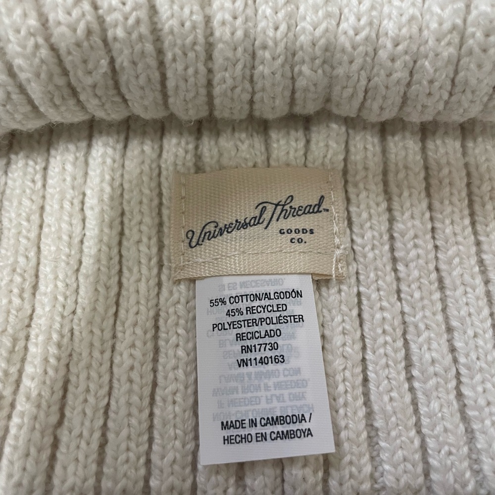 Universal Thread Cream Ribbed Knit Beanie - Picture 2 of 4